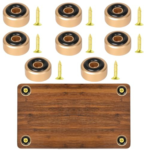 LuxDuo 8 Pcs Cutting Board Feet with Non Slip Pads,Non Slip Gold Cutting Board Feet Legs with Silicone Rubber Feet and Screws Kit for Furniture Chair Cabinet Electronics