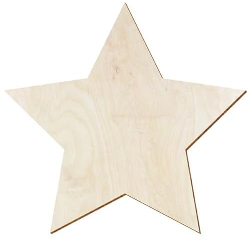 Estrella de madera de abedul V3 natural lacada por ambos lados, incolora, decoración para manualidades, 3-50 cm, de 3 mm, contrachapado de abedul, disponible individualmente o en juego, tamaño: 13 cm