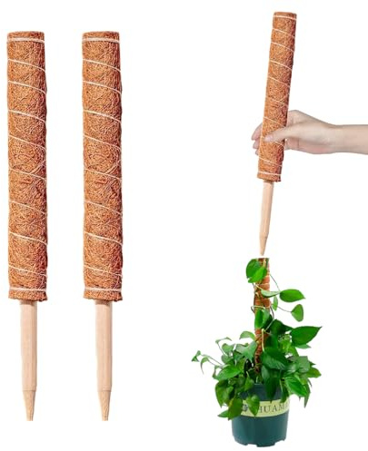 Moss Pole, Monstera Plant Support Stackable Coir Plant Pole Sticks Support Stakes for Climbing Plants Indoor, Potted Plants, Philodendron (50cm*2Pcs)