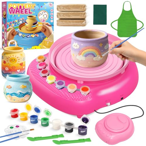 Tornio per Ceramica Bambini 6-12 Anni – Kit Completo Fai-da-Te Principianti con 4 Argille Autoindurenti, Strumenti, Materiale Arti e Mestieri, Regalo Compleanno Bambini e Bambine 6+ Anni Blu (BK)