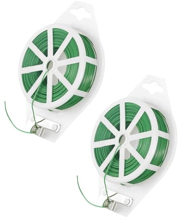 JUKOTA Fil de Fer Jardin 100 m – 2 Rouleaux avec Distributeur et Coupe-Fil, Fil Plastifié pour Plantes, Bricolage, Câbles, Jardinage et Maison