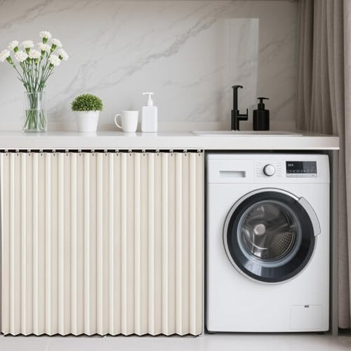 WMLBK Schrankvorhang, Schrank Vorhang Mit Schiene für Regale Schrank Wasserdichter Regal und Kleiderschrank Staubdichter Vorhang für Wohnzimmer (Beige-H80cm×W70cm)