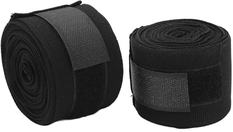 TOPINCN Baumwoll-Boxbandagen, Hervorragender Schutz für Kickboxen, Muay Thai, 2 Stück, 5 M, Hakenschlaufen-Design, Sport-Handbandagen (Black)
