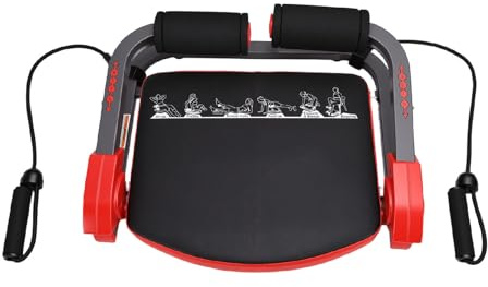 Funien Ab Crunch Machine Ab Workout Machine Sit Up Träningsutrustning Core Trainer Helkropp Ergonomisk Stål PU Hemgym Fitness Band för Mage Höft Ben Träning