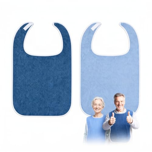 Bekecidi Bavoir Adulte 75x45cm Grand Bavoir Imperméable Lot 2 Bleu