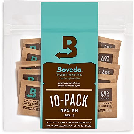 Boveda für Verpackungen & zur Lagerung von feuchtigkeitsempfindlichen Produkten | 2-Wege-Feuchtigkeitsregulierung mit 49% relativer Feuchtigkeit | Größe 8 für bis zu 30 Gramm | 10 Stück