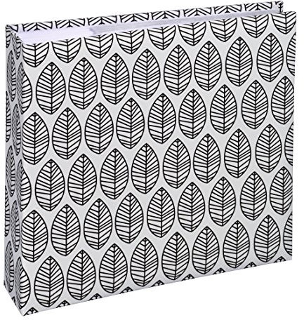 Hama La Fleur Insticksalbum (fotoalbum med 100 sidor, för instickning av 200 foton i formatet 10 x 15, fotobok med bladmönster, 22,5 x 22,5, CD-ficka) vit