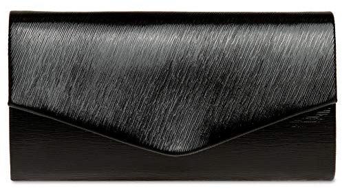 Caspar TA504 elegante Damen Glanz Clutch Abendtasche, Farbe:schwarz, Größe:Einheitsgröße
