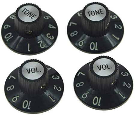 KAISH Set mit 4x Hexenhutknöpfen mit Schraube Gitarre Bass Knöpfe 2 Lautstärke 2 Tone für 72 Telecaster Custom oder Gitarrenverstärker