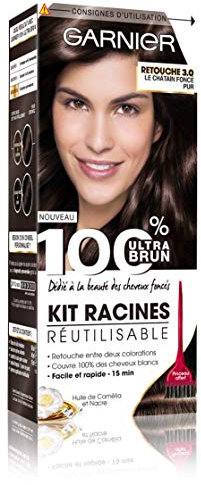 Garnier - 100% Ultra Brun - Kit Racines Réutilisable Châtain - Retouche Châtain Foncé 3.0
