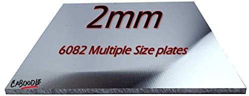 Hojas y placas de aluminio de 2 mm de varios tamaños de 2 mm 6082 cuadrados y rectángulos 6082 recubiertos por ambos lados (100 x 100 x 2 mm)