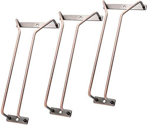 24.5cm Bronze Wine Glass Rack, Under Cabinet Wine Glass Holder Stainless Steel Stemware Rack - Hanging Stemware Holder for Cabinet Kitchen Bar, Set of 3