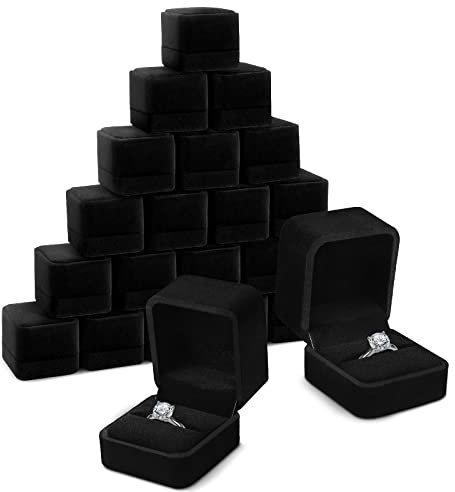 BBTO 36 Stück Samtring-Box für Hochzeitszeremonie, Verlobung, Ringschachtel, Geschenk, Hochzeit für Antrag, Schmuckvitrine für Geburtstag, Jahrestag, Schwarz