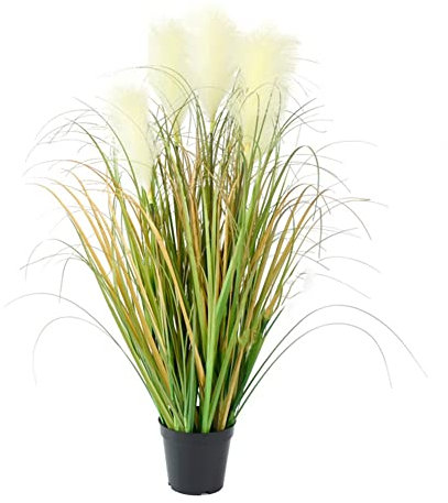 HOTRA 5 Köpfe Künstliches Grünes Fuchsschwanzgras mit Schwarzen Töpfen Faux Rabbit Bunny Tail Grassträuße für Wohnkultur (Color : B)