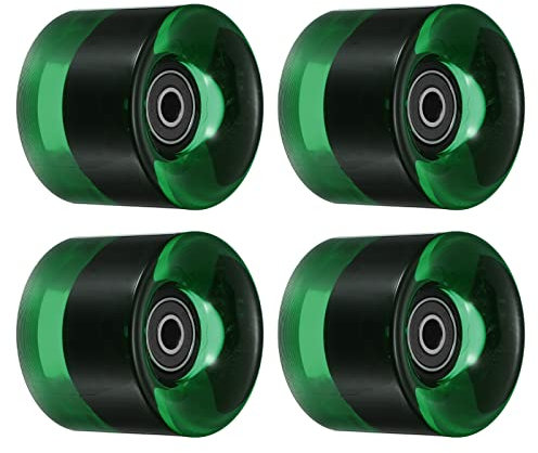 PATIKIL 4 Stück 60mm Longboard Rollen mit Lager ABEC-9 Skateboard Rad Straße Rollen für Skateboards Cruiser Räder Ersatz 80A Klar Grün Schwarz