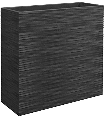 Nicoli Vaso Separé grande in resina effetto rilievo 3D, fioriera rettangolare decorativa per esterno ed interno, resistente UV e gelo, perfetta come parete verde (ANTRACITE 80x30x75h cm)