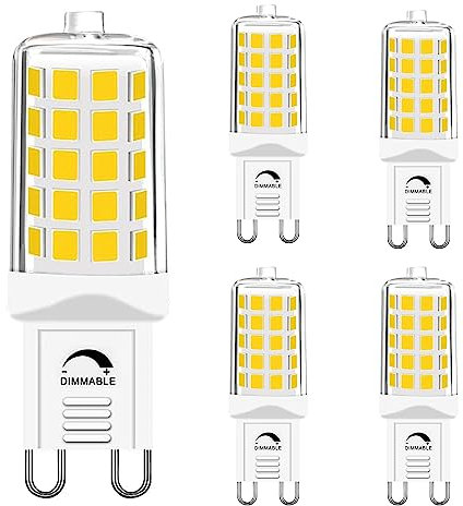 GOHDLAMP Bombillas LED G9 regulables blanco natural 4000K, 230V 4 W G9 bombilla de foco blanca diurna, 450 lúmenes 4W bombilla LED para iluminación de riel Downlight, paquete de 5