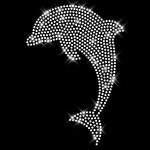 Glitzerdeals Bügelbild Delphin - Aufbügler aus Strass Delfin Silhouette kristall für Textilien - 1+