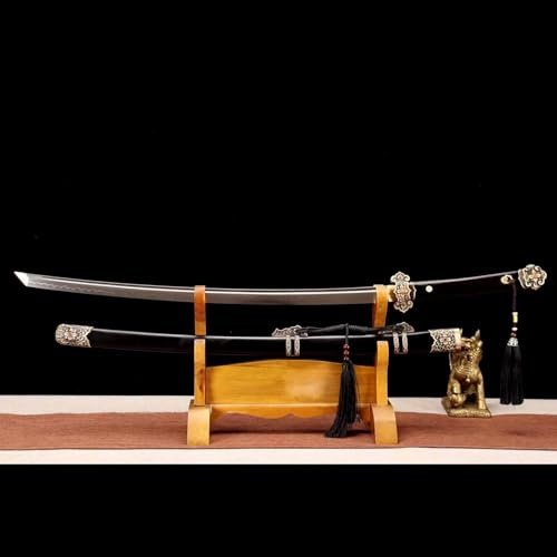 103cm handgeschmiedetes gerades Schwert,natürliche Ebenholz Scheide und T10-Stahl Klinge,Chinesisches Tang-Schwert zum Sammeln,Geschenke,Kampfsport,Selbstverteidigung,Cosplay,Ausstellung,Dekoration