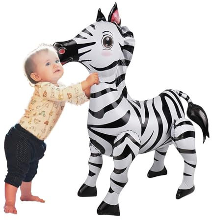 KOBOKO Zebra Luftballon, XXL Folienballon für Tiere Geburtstag, Kindergeburtstag Deko Junge Mädchen, Stehend Helium Ballon für Dschungel Deko