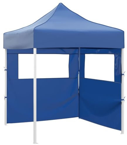 Xichuzi Profi-Partyzelt Faltbar mit 2 Seitenwänden, Festzelt, Pavillion, Bierzelt, Garten Party Zelt, Gartenzelt, Grillpavillon, 2×2m Stahl Blau