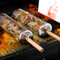 LATERN 2 Piezas Cestas de Parrilla Anidadas, Acero Inoxidable 304 Jaula de Red Rodante para Asar con Mango de Madera Extraíble para Exteriores Acampada Picnic Salchichas Carne Verduras Pescado