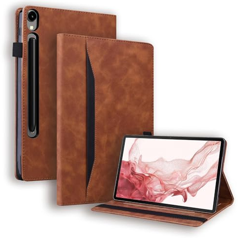 Mldjomid Tablet Custodia Compatibile con Samsung Galaxy Tab S10 Ultra/S9 Ultra/S8 Ultra 14.6 Custodia Protettiva Case in Pelle PU con Supporto e Slot per Scheda Galaxy Tab S10/S9/S8 Ultra, Marrone