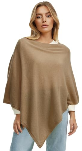 Glamexx24 Poncho de Punto para Mujer, Color Liso, de Punto Fino, XXL, Jersey Elegante, Estilo y Comodidad para Primavera y otoño, Fabricado en Italia, Rojo, L-XL