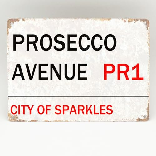 New Metal Street Sign Prosecco Avenue Street Sign Novelty Gift Metal Vintage Door Retro Wall Plaque 8X12 Inches