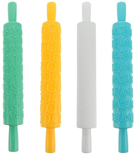 GAROZATION Mattarello Decorativo in Plastica 4 Pezzi per Pasticceria Leggero Texture Uniforme per Feste e Incontri Sociali Colore Casuale