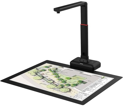 Overhead-skanner för bok och dokument, automatisk plattning och fingeravtryck, borttagning, 23 MP hög upplösning, stort format A2/A3, perfekt för kontor, skola och hem