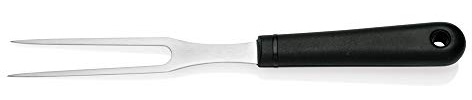 WAS 7062 270 Edelstahl Fleischgabel mit Schwarzem Kunststoffgrifff und Aufhängeöse, 11cm Zinken, 27cm Länge