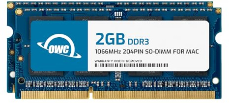 OWC Kit di aggiornamento della memoria da 4,0 GB (2X 2 GB) PC8500 DDR3 1066 MHz a 204 pin compatibile con MacBook Pro, MacBook, Mac Mini e iMac, (OWC8566DDR3S4GP)