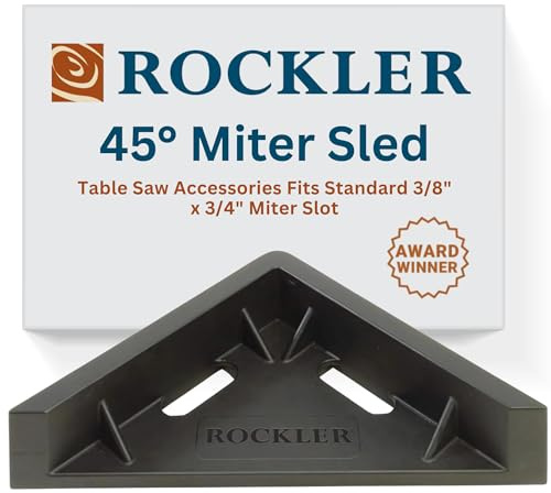 Rockler 45 Degree Miter Sled for Table Saw - Miter Saw Sled Ensures Durability & Low-Friction Sliding - Table Saw Accessories Fits Standard 3/8 x 3/4 Miter Slot – Fence Accessories