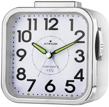 Atrium Seniorenwecker extra deutlich Analog Quarz ohne Ticken große Zahlen extra lautes Glockensignal weiß A530-0