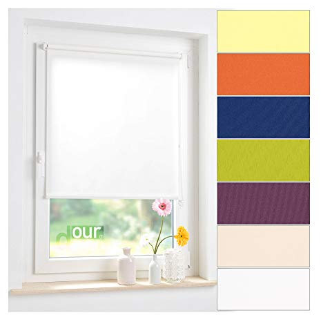 ourdeco® Mini-Rollo / 80 x 150 weiß/lichtdurchlässig, Blickdicht/Farben: weiß, beige, gelb, grün, Terracotta, violett, blau/Montage ohne Bohren