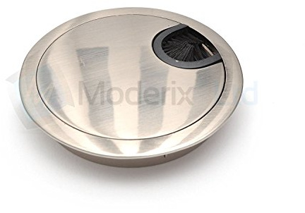 GTV 60MM METAL DESK CABLE TIDY OUTLET GROMMET INSERT (Brushed Steel) (5 x)