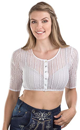 Schöneberger dräkter couture elegant & exklusiv Dirndlblus högstängd vit – Dirndl blus prästkrage, Vit, 42