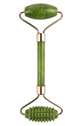 Rulli di giada per il viso - Strumento di massaggio facciale per rughe antietà e ringiovanimento della pelle - Pietra di cristallo di giada naturale al 100% per occhi del viso (colore verde)