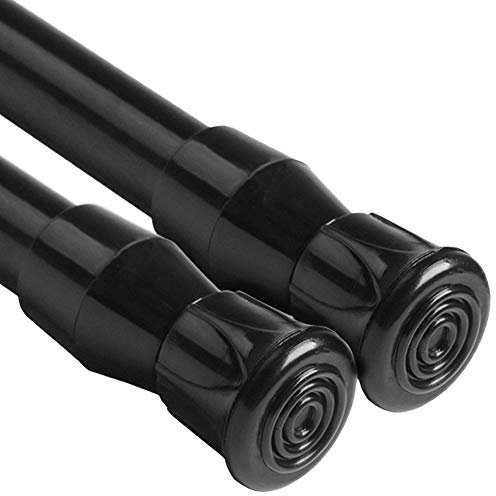 QILERR Short Tension Rods 40-70cm 2 Pack Small Ajustable Extendable Telescopic Net Curtain Pole No Drill Spring Tension Rod for Curtains, Cupboards, Clothes, Kitchen, Wardrobe, Bookshelf, DIY, Black