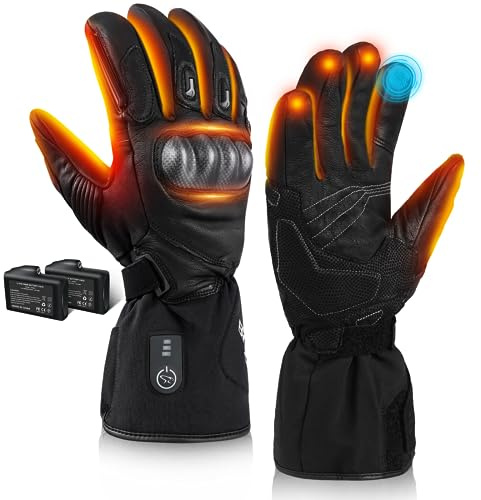 BARCHI HEAT Heated Motorcycle Gloves,Rechargeable Motorbike Gloves,Electric Hand Warmers Suitable for Winter Cycling,Skiing,Hiking Snowmobile