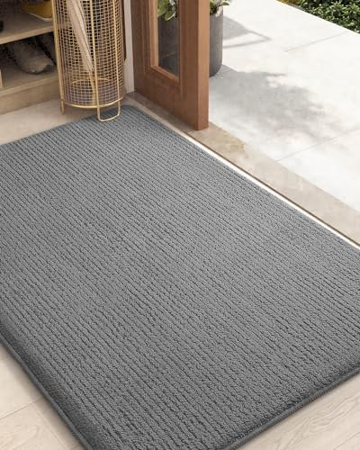 COLOR&GEOMETRY Door Matts Indoor 80 x 120 cm, Large Entry Mat Washable, Dirt Trapper Doormats Inside Non Slip, Absorbent Indoor Mats for Front Door/Back Door/Muddy Paws, Barrier Mat (Grey)