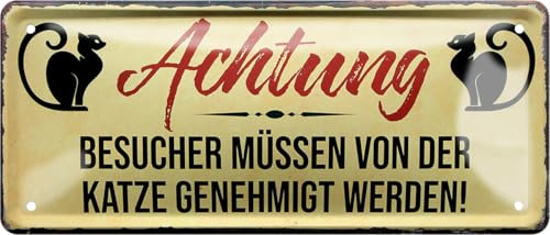 schilderkreis24 Blechschild Katze – witzige & liebevolle Sprüche für Katzenfans (Achtung Besucher)