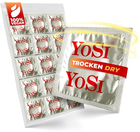 200 YOSI torkning kondomer - normal naturlig torr smörjmedelsfria kondomer - ren kondom | utan glidmedel – normal passform – 53 mm bredd – märkeskondomer torra – kondomer för män