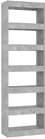 vidaXL Bücherregal Raumteiler Standregal Aktenregal Wandregal Regal Raumtrenner Aufbewahrung Büroregal Dekoregal Betongrau 60x30x198cm
