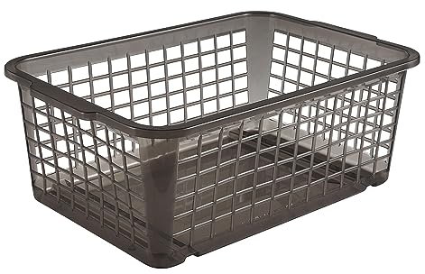 keeeper Aufbewahrungskörbchen, Stabiler Kunststoff (PP), 4,5 l, 30 x 20 x 11 cm, Fred, Crystal Grey