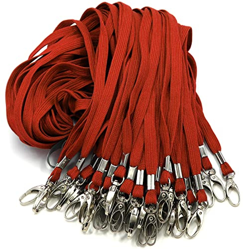 Bird Fiy Red Lanyard 100 Pack Bulk Lanyards for Id Badges Holders Each Lanyard 17 Inch with 360° Swivel Hook (100 Pack, Red)