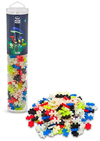 Plus-Plus 9604283, Geniales Konstruktionsspielzeug, Nachtleuchtend, Kreativ-Bausteine Tube, 240 Teile