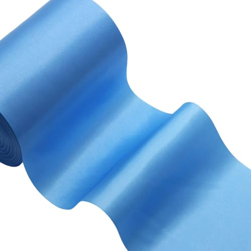 Yalulu 25 Meter x 10cm Große Geschenkband Schleife Satinband Stoffband Schleifenband für auto Bogen Schleifen Eröffnungszeremonie Schleifen Partydekoration (Himmelblau)
