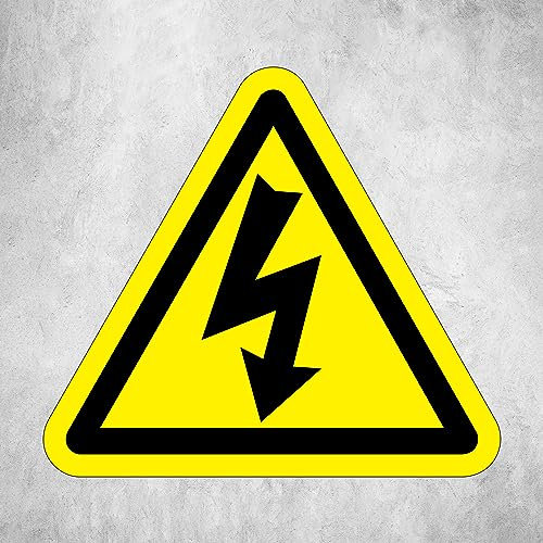 ISO Safety Label Sign - Self Adhesive Sticker 50mm Diameter - International Warning, Electricity Symbol(Pack of 30 Stickers)